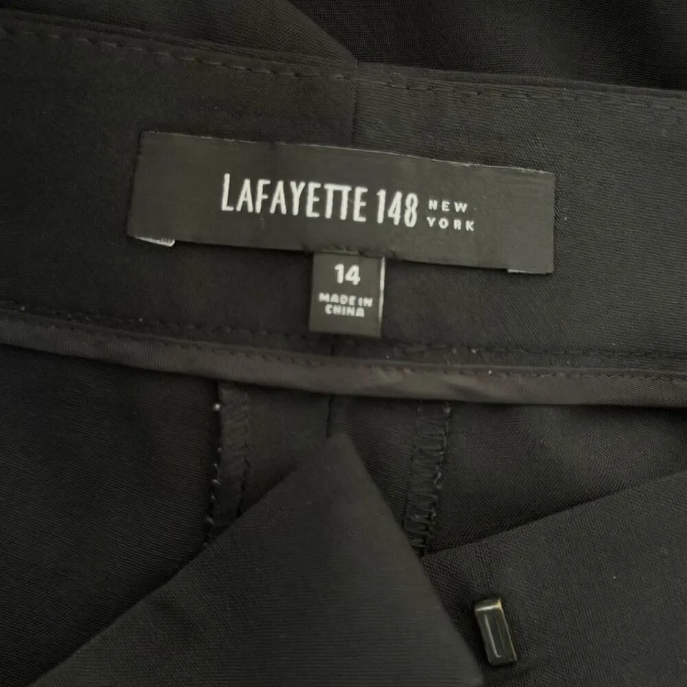 Lafayette 148 New York Womens Black Wool Blend Straight Leg Dress Pants Size 14 - Picture 3 of 7